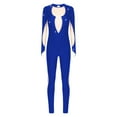 thumbnail image 3 of CHICTRY Women Shiny Rhinestone Keyhole Back Ice Skating Full Cover Unitard Gymnastics Dance Jumpsuits Blue XL, 3 of 7