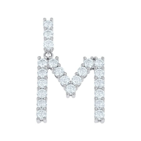 925 Sterling Silver Prong Moissanite Small Block Font Letter M Pendant 2.22 CT