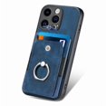 thumbnail image 3 of For iPhone 14 Pro Phone Case Wallet with Card Holder,PU Leather Metal Ring Buckle Holder Kickstand  Women Men Magnetic Cover,Blue,For iPhone 14 Pro, 3 of 6