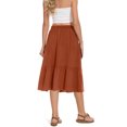 thumbnail image 3 of Women's Boho Flowy Midi Elastic High Waist Retro Pleated A-Line Flared Below Knee Skirts with Pocket, 3 of 6
