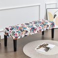 thumbnail image 2 of Funda de banco de comedor estampada Fundas de cojín de asiento de banco estampadas Funda de banco acolchada elástica Fundas de silla de comedor extraíbles y lavables para dormitorio y sala de estar, 2 of 4