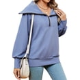 thumbnail image 4 of SLADYGLO Women Quarter Zip Big Lapel Collar Long Sleeve Sweatshirt, 4 of 7