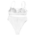 thumbnail image 5 of ERkkoi Cheeky Bikini Sets for Women Scoop Neck Swimsuit Textured Two Piece Bathing Suit White M, 5 of 5