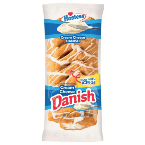 Hostess Danish, Cream Cheese with Icing, Flaky Pastry Snack, Individually Wrapped, 5 oz (Pack of 6)