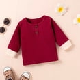 thumbnail image 4 of StylesILove Baby Boys Girls Solid Long Sleeve Henley Top & Pants 2pcs Set Unisex Toddler Ribbed Cotton Outfit (Red, 6 Months), 4 of 8