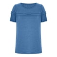 thumbnail image 6 of Womens Tops Plus Size Women's Casual Solid Round Neck Pullover Short Sleeved Top, 6 of 7