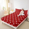 thumbnail image 3 of Manfei Cute Bowknot Heart Bed Sheets For Kids,Red White Coquette Pattern King Sheets For Girls,4 Pieces, 3 of 6