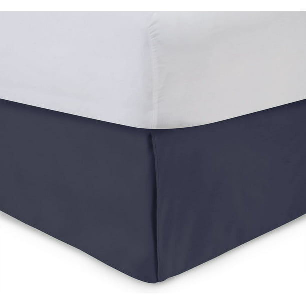Tailored Bed Skirt 18 Inch Drop Navy, White Twin Bed Skirt With Split Corners