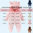 thumbnail image 3 of ABATAB Newborn Baby Girls Boys Jumpsuit Outfit Footies Mittens Long Sleeve Zipper Fashion Print Winter Fleece Hooded Romper Snowsuit, 3 of 7