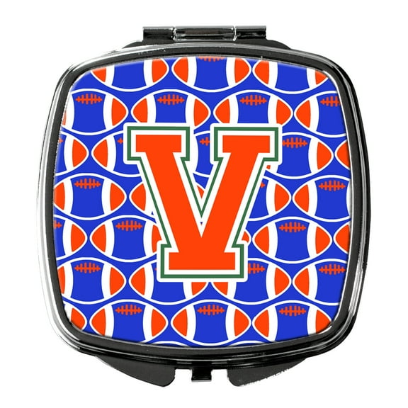 Letter V Football Green Blue and Orange Compact Mirror CJ1083-VSCM