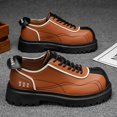thumbnail image 2 of Men's Orange Green Color Block Platform Casual Shoes, Thick Sole Lace Up Fashion Sneakers, Non-Slip Work Shoes for Daily Wear, 2 of 9