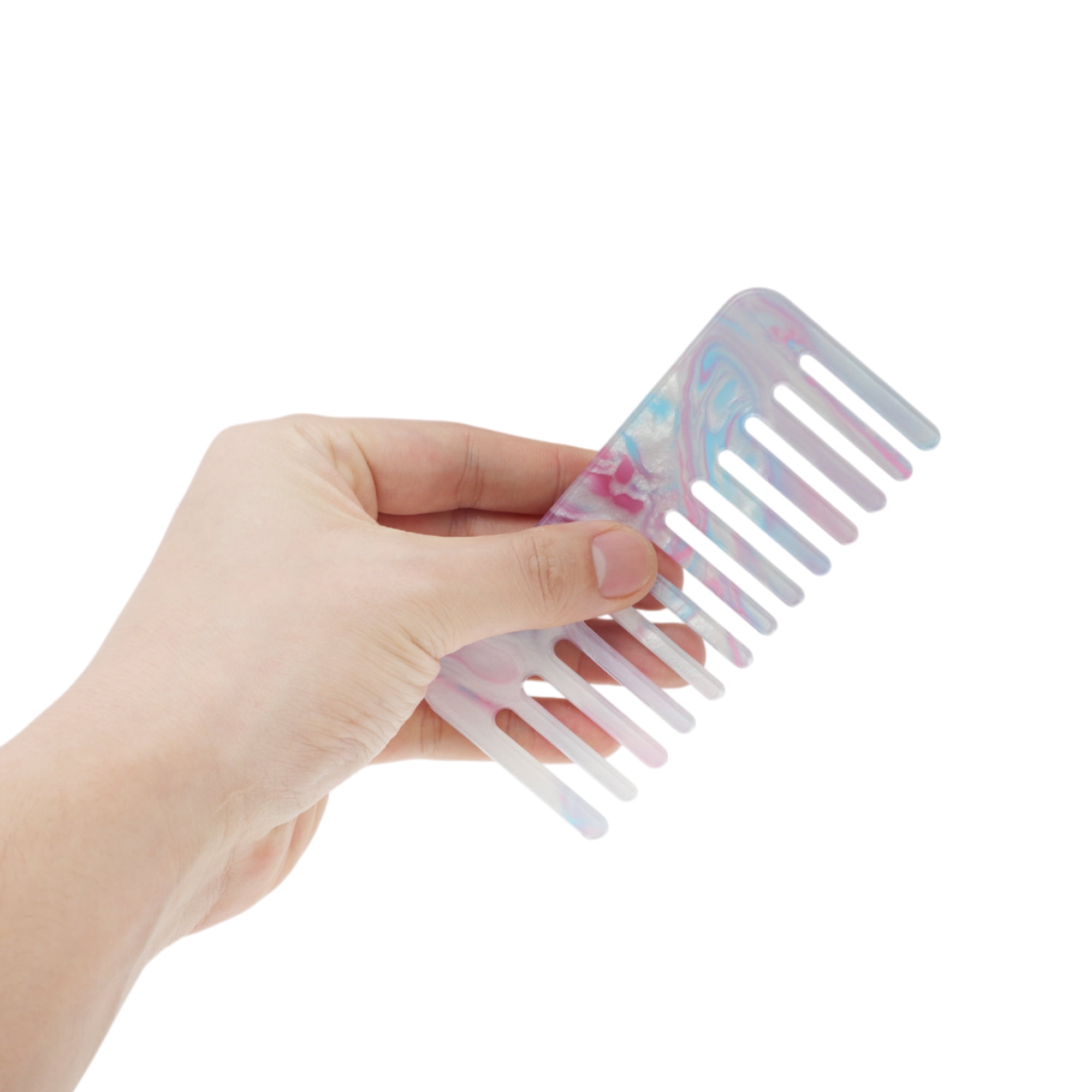 Unique Bargains 1 Pc Vintage Portable Wide Tooth Comb for All Hair Types Pink, Blue