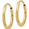 thumbnail image 3 of 14K Yellow Gold 1.5mm Satin Diamond-Cut Endless Hoop Earrings (14 X 14) Made In Peru xy1173, 3 of 6