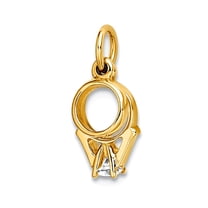 14k Gold Mini Wedding Set 4 Prong Cubic Zirconia Ring and 5mm Wide Wedding Ring Set for Women