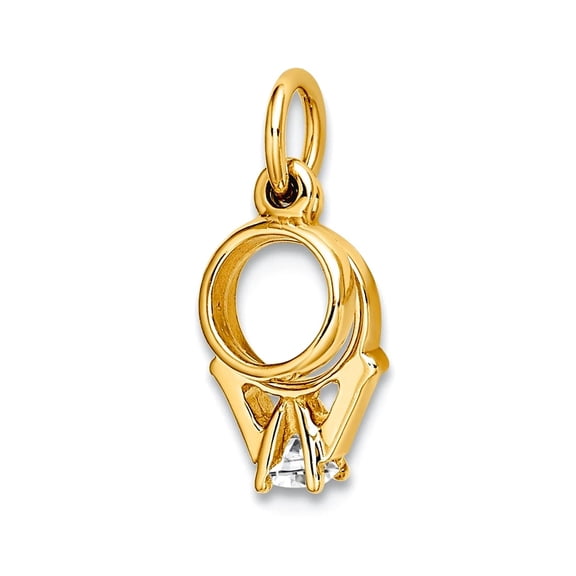 14k Gold Mini Wedding Set 4 Prong Cubic Zirconia Ring and 5mm Wide Wedding Ring Set for Women