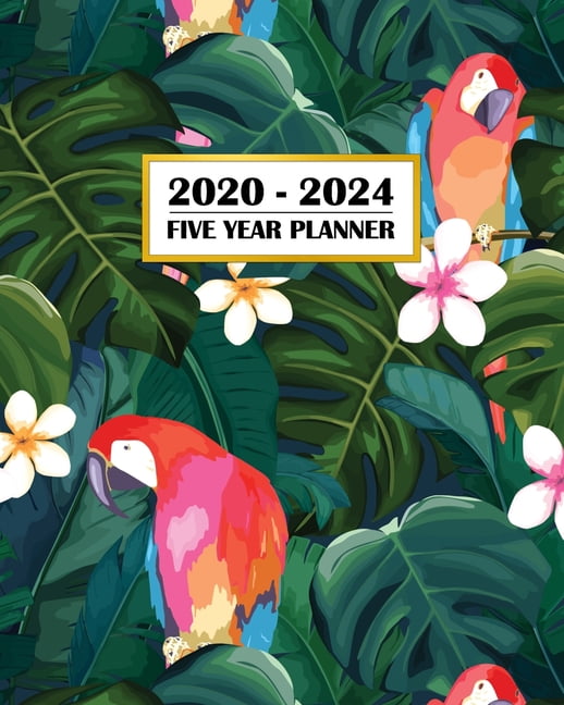 20202024 Five Year Planner Tropical Parrots Island Fun Relax and