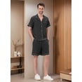 thumbnail image 3 of AceBaby Family Matching Pajamas Set 100% Cotton Contrast Trim Short Sleeve Lapel Tops and Shorts Satin Sleepwear, 3 of 8