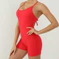 thumbnail image 4 of Spandex Bodysuit Romper for Women Shorts Workout Yoga Fitness Outfit Criss Cross Backless Sleeveless Jumpsuits (S, Red), 4 of 6