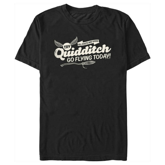 Men's Harry Potter Quidditch Go Flying Today  Graphic Tee Black 2X Large