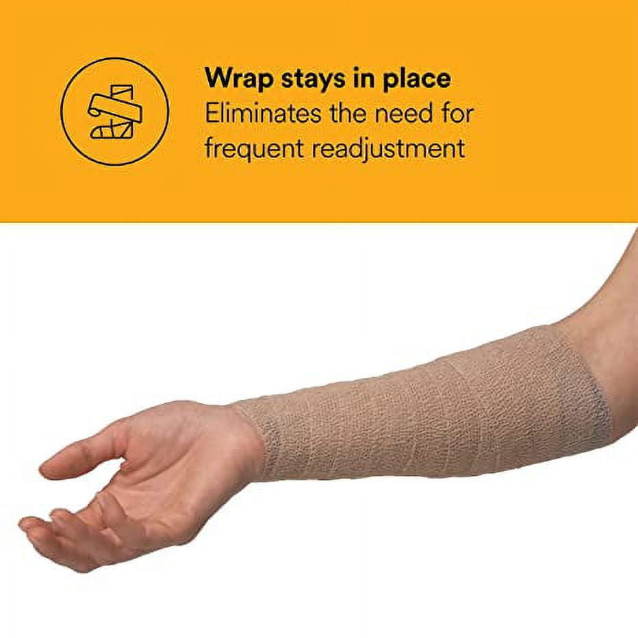 3M Health Care 1584 Coban Self-Adherent Wrap, Elastic, 5 yd. L x 4" W, Tan (Pack of 18)