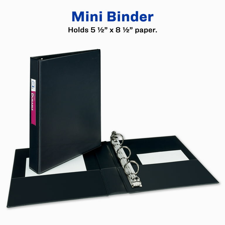 Avery Mini Durable Binder with Round Rings 5 1/2 x 8 1/2 1 Capacity Black  27257