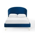 thumbnail image 5 of Modway Mira Upholstered Performance Velvet Queen Platform Bed in Navy, 5 of 10