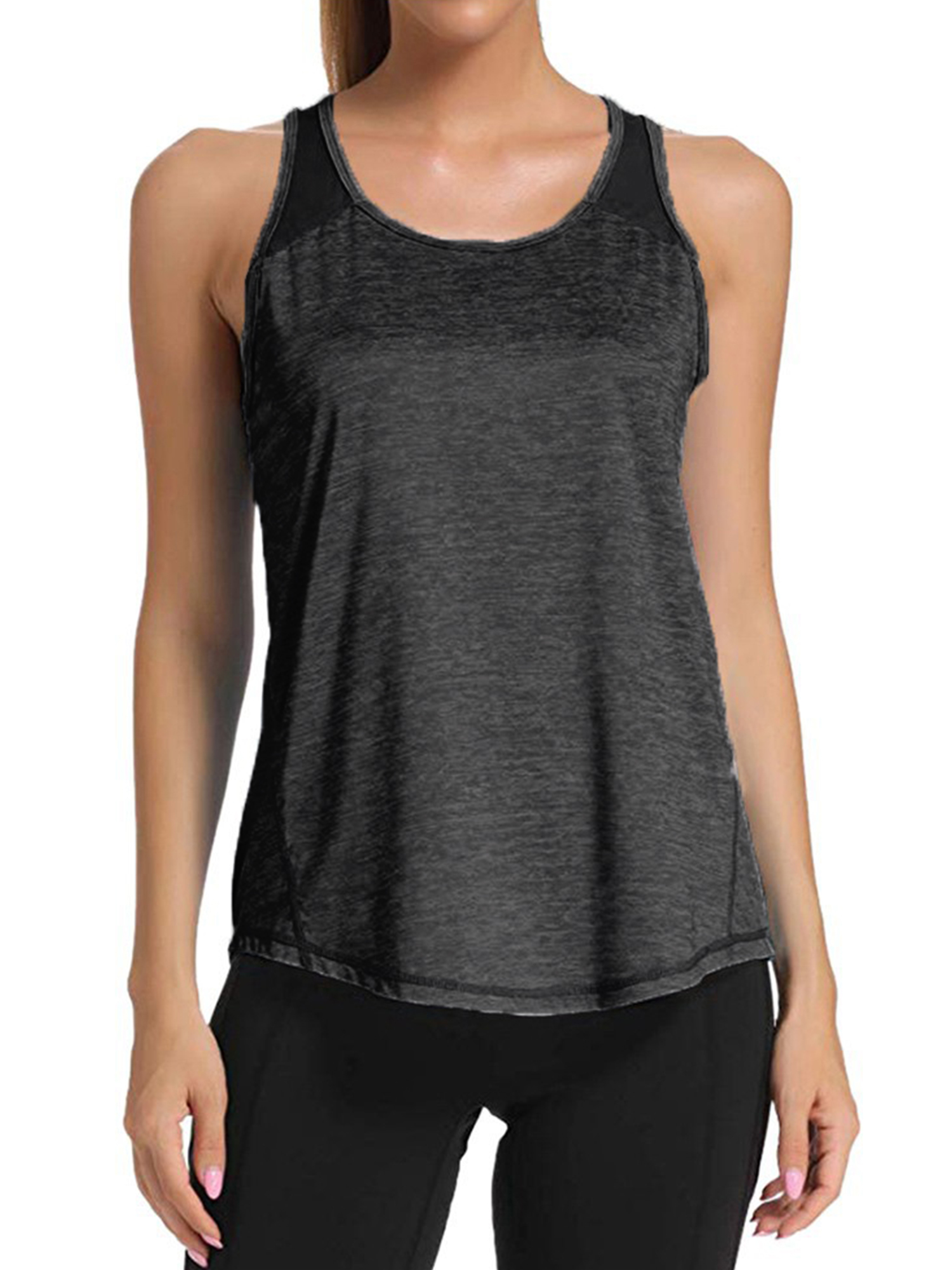 BALEAF Womens Wide Strap Cotton Yoga Tank Tops Workout Full Coverage Crewneck Sleeveless T-Shirts