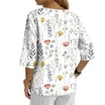 thumbnail image 6 of Linen Blouses for Women Summer V Neck 3/4 Sleeve T Shirts Vintage Floral Print Blouse Button up Tops Dressy Casual Vacation Outfits, 6 of 7