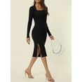 thumbnail image 3 of DARING DIVA Slim Fit Ribbed Knit Bodycon Sweater Dress S Black, 3 of 6
