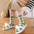 thumbnail image 4 of Daznico Women Mid Crew Fuzzy Socks Classic Plaid Thermal Soft Stretch Cozy Slouchy Stockings for Winter Indoor Sleep Daily Casual Loungewear, 4 of 6