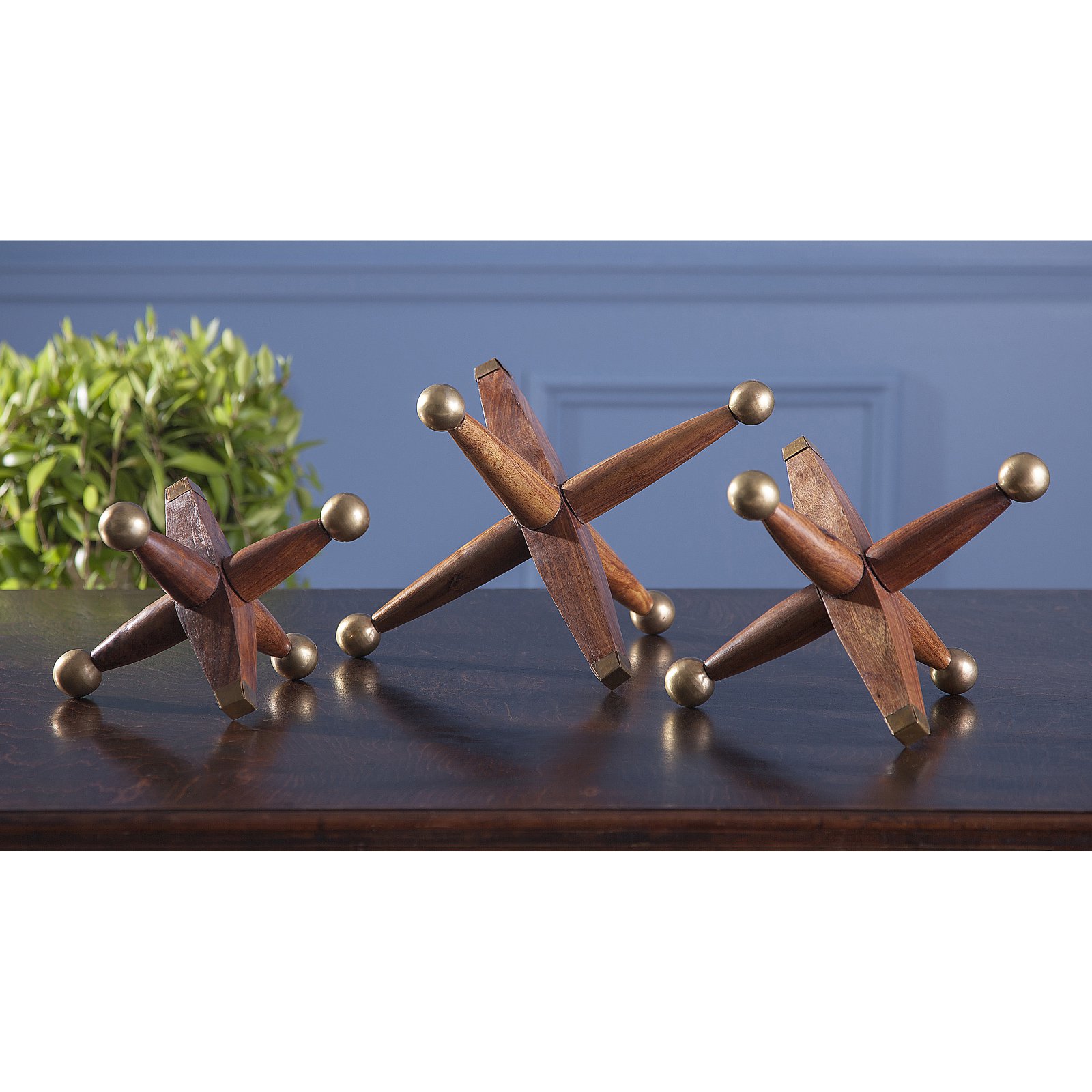 Beth Kushnick Wood and Metal Jacks - Set of 3 - Walmart.com