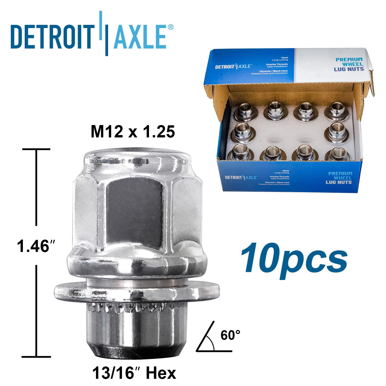 Detroit Axle - 12x1.25 Wheel Lug Nuts for Nissan Altima Maxima Murano Pathfinder Infiniti QX60 JX35 Chrome Wheel Lug Nuts Replacement - 20pc