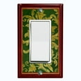 thumbnail image 1 of Metal Light Switch Plate Cover Elegant Green Floral Damask Maroon Frame FRA040, 1 of 13