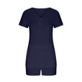 thumbnail image 3 of JGTDBPO Two Piece Sets for Women Casual Short Sleeve V Neck Summer Loose Fit Cute Lightweight Blouse Tops with Shorts Set, 3 of 5
