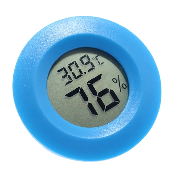 Diekin Reptile Box Thermometer Hygrometer Round Shaped Digital Temperature Humidity Meter for Indoor Bedroom Home (Blue)