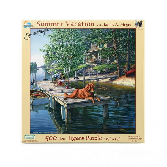 SUNSOUT INC - Vacances d'Été - Casse-Tête de 500 Pcs par l'Artiste : James Meger - Taille Finie 19 Pouces x 19 Pouces - MPN 28451