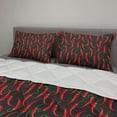 thumbnail image 2 of Vegetable Comforter & Sham Bedding Set, Culinary Hot Spice Chilli Peppers Cuisine Organic Food Cooking Theme, 3 pcs Duvet Set Microfiber Filling Quilt, 5 Sizes, Grey Vermilion Green, by Ambesonne, 2 of 4
