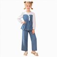 thumbnail image 3 of KPOPLK Girl Clothes Fall Outfits Color Block Ruffle Long Sleeve Tops and Leggings Pant Set Kids Outdoor Clothes,Size 2-3 Years, 3 of 8