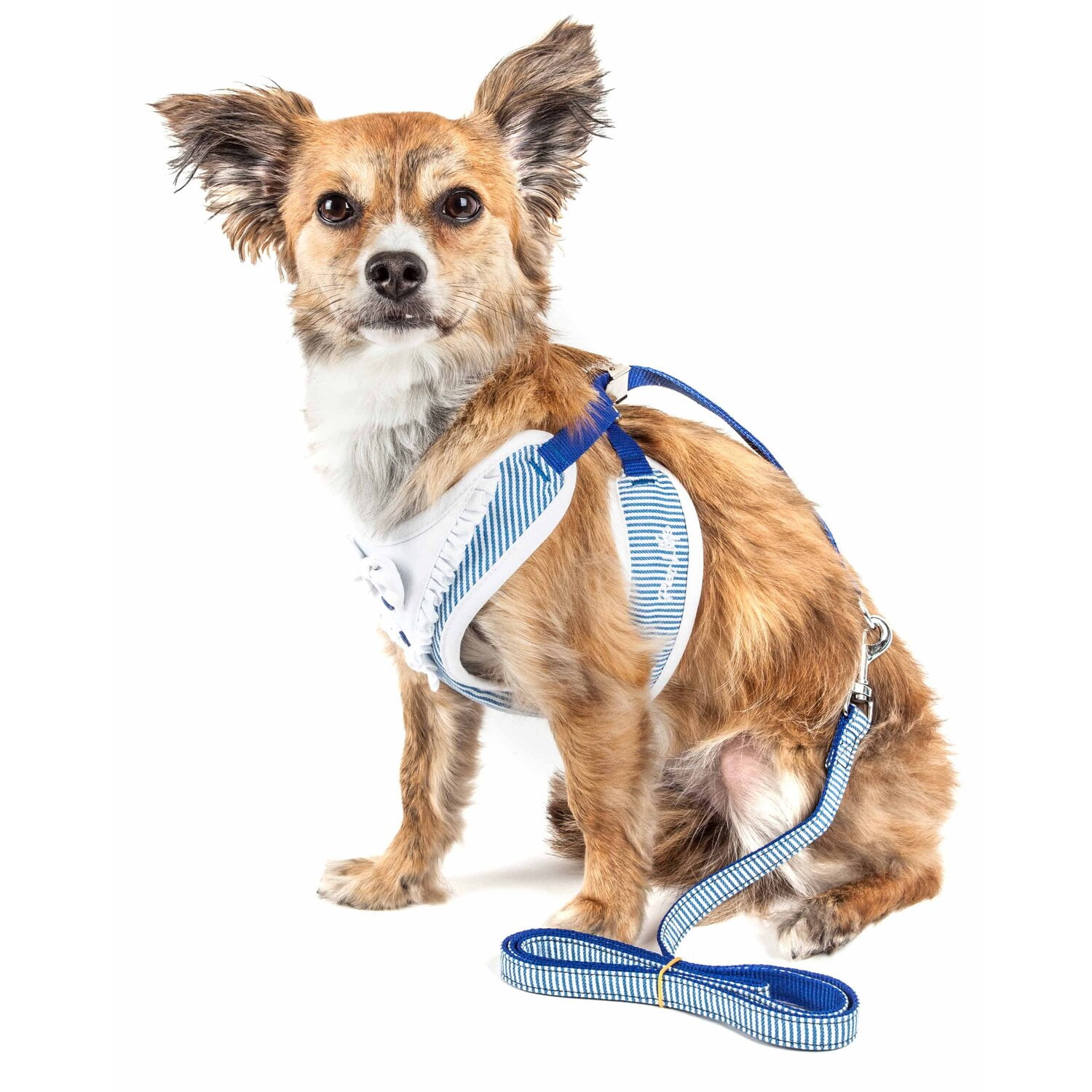 Pet Life  Luxe 'Spawling' 2-In-1 Mesh Reversed Adjustable Dog Harness-Leash W/ Fashion Bowtie