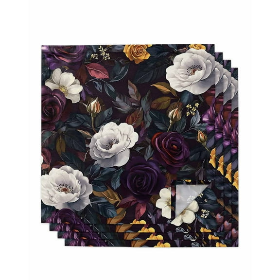 nqOlkjepod Garden Floral Cloth Napkins Set of 4 Reusable Dinner Napkins, Blossom Botanical Wildflower Cocktail Napkin Washable Table Napkins for Wedding/Holiday Party/Baby Shower 20"x20"