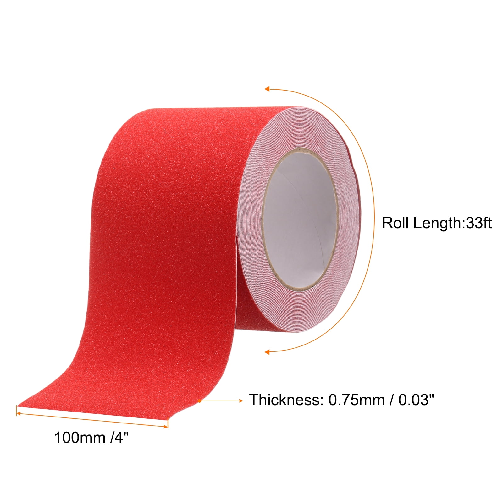 Uxcell Anti Slip Traction Tape 4" x 33ft Waterproof Non-Slip Grip Tape Non Skid Stair Treads Tape for Indoor Outdoor Stair Steps, Red