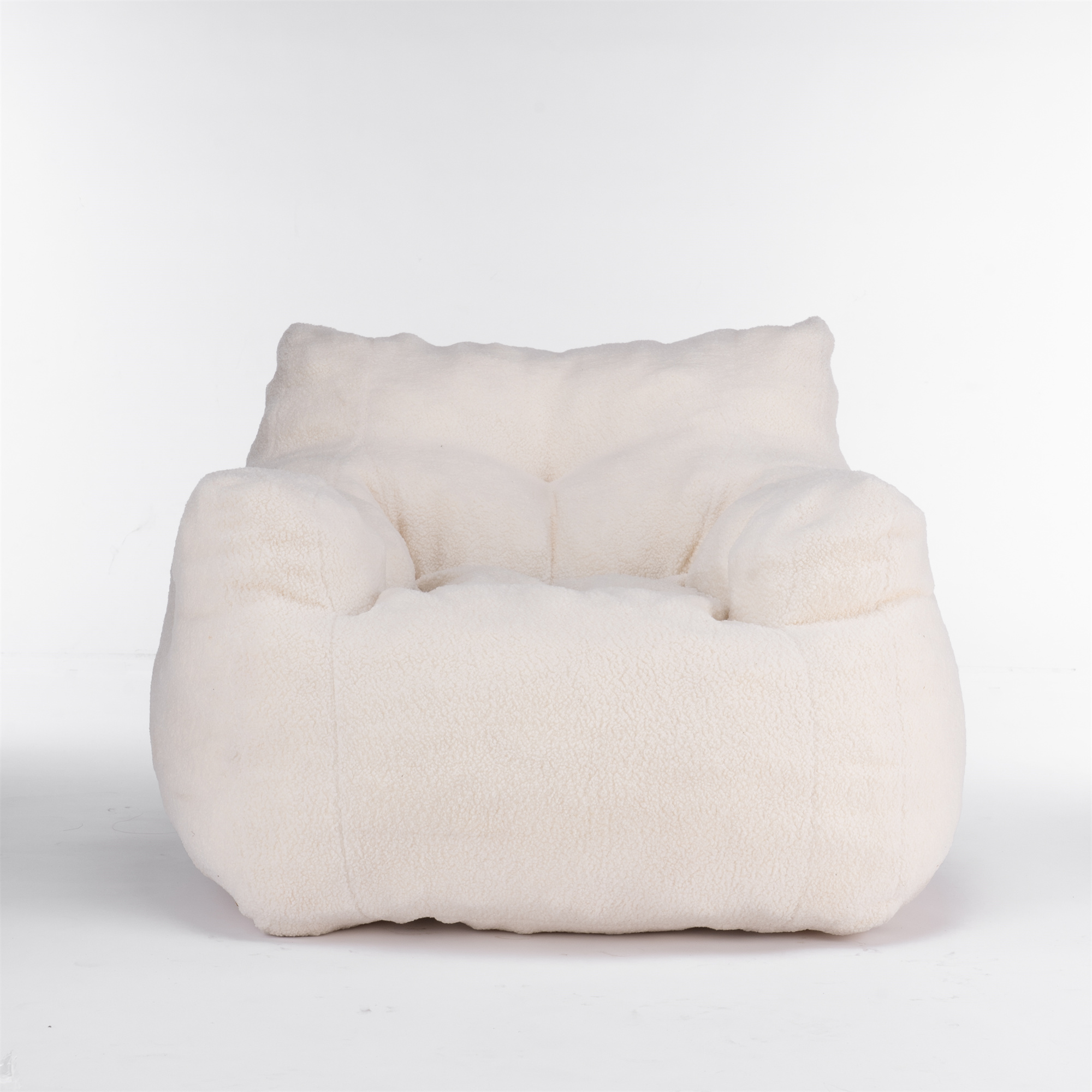 Bellemave Modern Bean Bag Chair for Kids and Adults Teddy Fabric Upholstered Soft Sofa Chair Foam Filled Bean Bag Chair Comfortable Couch for Living Room, Bedroom, Ivory White