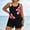 Red, variant on Women's Plus Size Tropical One‑Piece Boyleg Swimsuit, Scoop Neck Tummy Control Guard Bathing Suit, Full Coverage Swimwear for Beach Pool