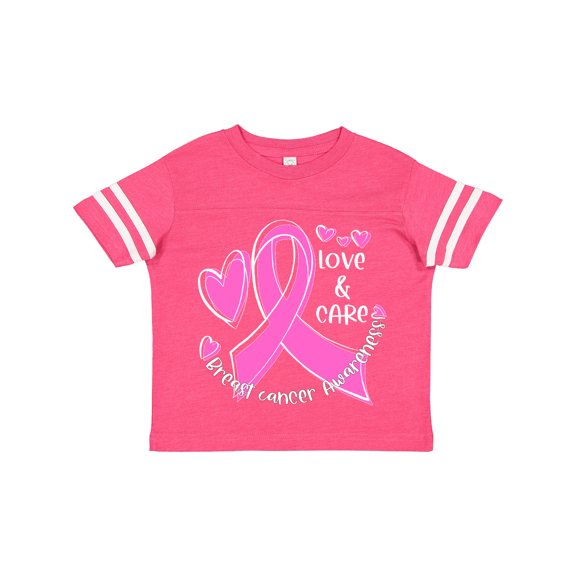 Inktastic Love, Care, Cure Breast Cancer Awareness Pink Ribbon Boys or Girls Toddler T-Shirt