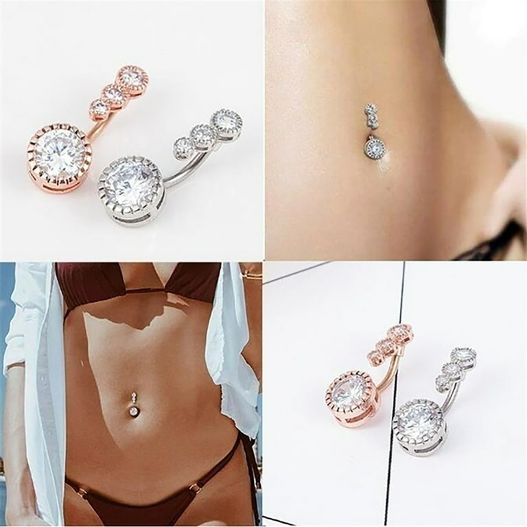 Naierhg Women Cubic Zirconia Belly Button Ring Body Piercing Navel Jewelry Accessory