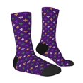 thumbnail image 3 of Junzan Purple Mardi Gras Mens Funny Socks For Men Women Colorful Fun Novelty Crew Patterned Socks, 3 of 9