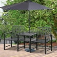 thumbnail image 2 of Outsunny Steel Garden Bench w/ Middle Table, Umbrella Hole, Double Seat for Outdoor, Patio, Backyard  Weather-Resistant Frame, Black, 2 of 10