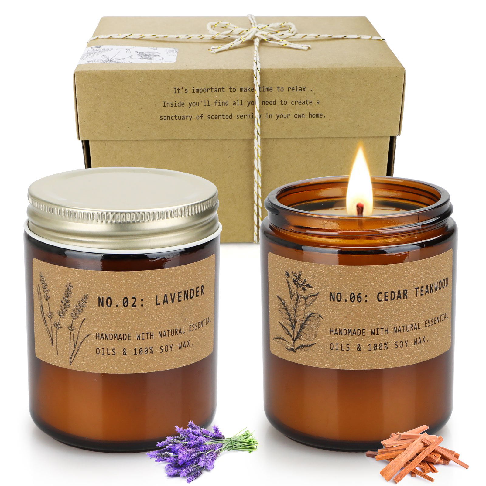 YFYTRE 2 Pack Candles for Home Scented, 7.2oz Lavender and Cedar Teakwood  Scented Soy Candle, Gifts for Women 