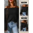 thumbnail image 5 of STARVNC Women Off Shoulder Long Sleeve Ribbed Knit Sweater, 5 of 5