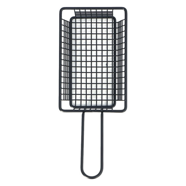 YUMILI Panier à Friteuse En Acier Inoxydable De Qualité Alimentaire Porte-frites Panier à Friture Avec Poignée Pour Restaurant Maison(Court rectangulaire)